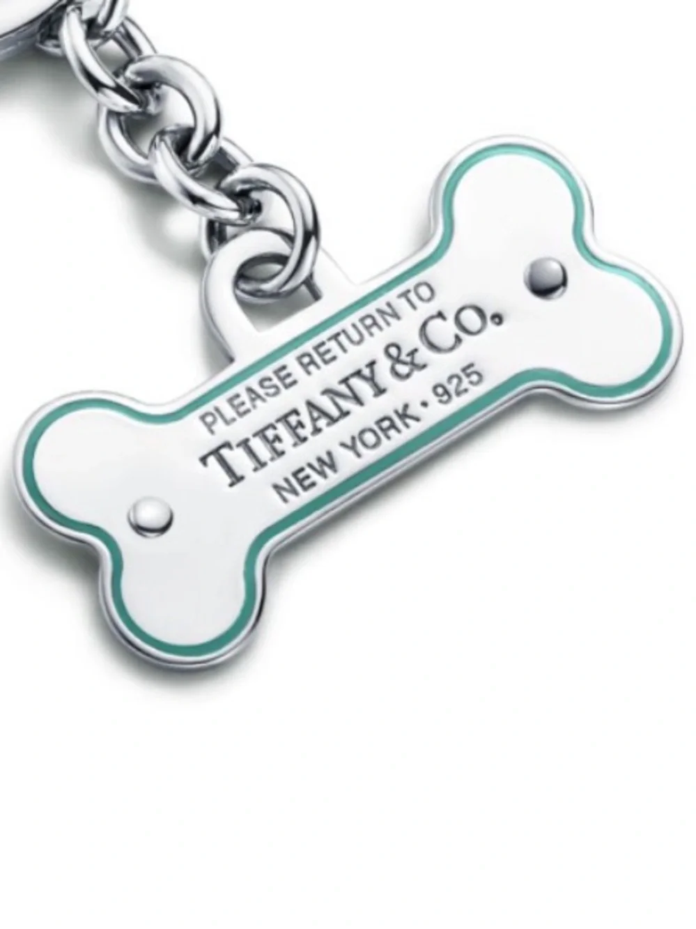 Tiffany & Co. Silver Blue Outline Dog Bone
